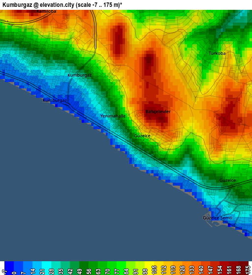 Kumburgaz elevation map