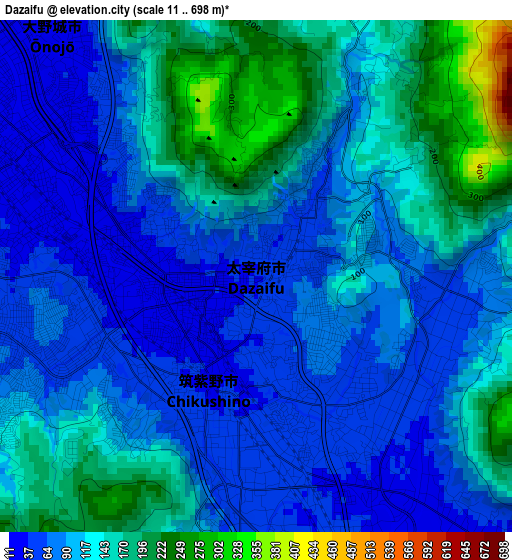 Dazaifu elevation map