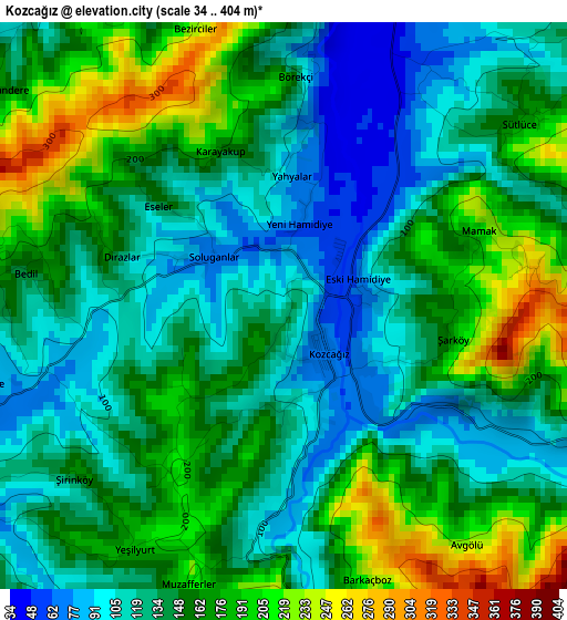 Kozcağız elevation map