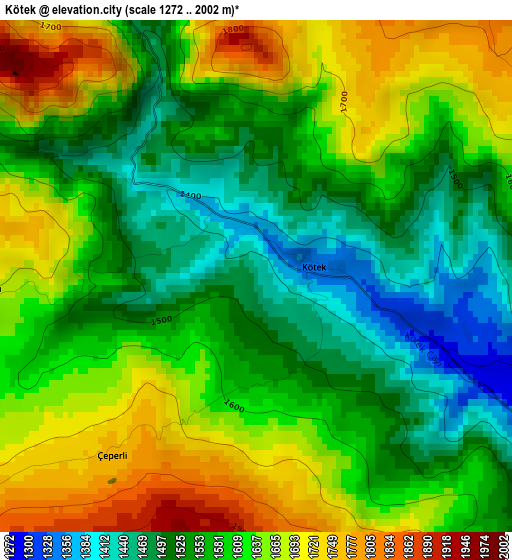 Kötek elevation map