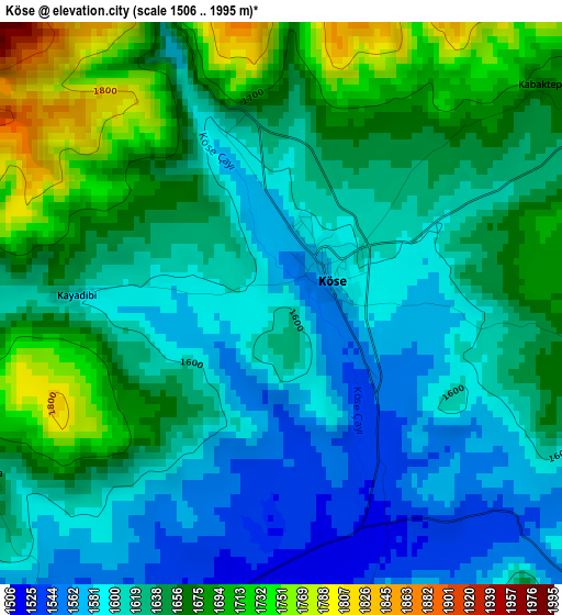 Köse elevation map