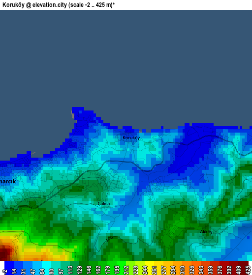 Koruköy elevation map