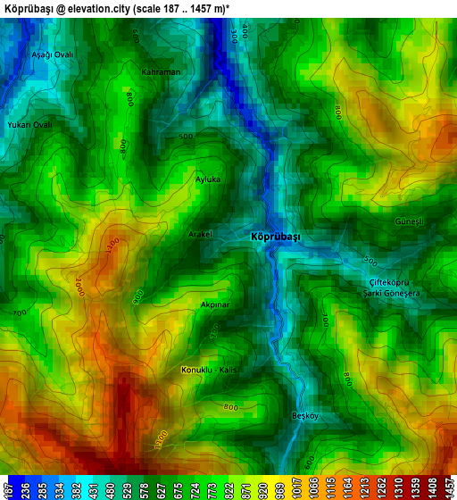 Köprübaşı elevation map