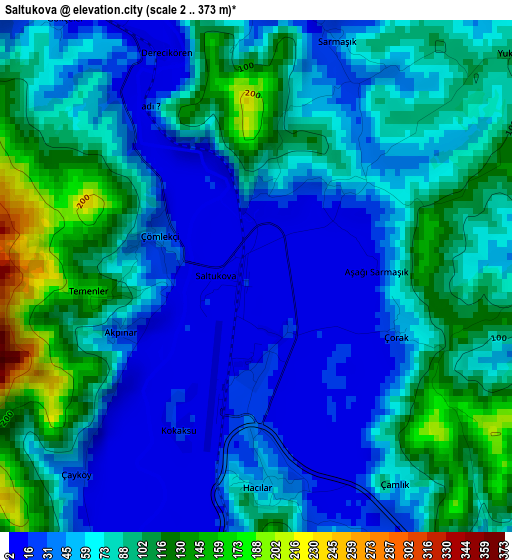 Saltukova elevation map