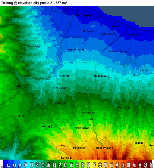 Detung elevation map
