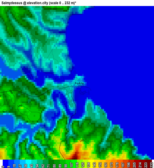 Salmydessus elevation map