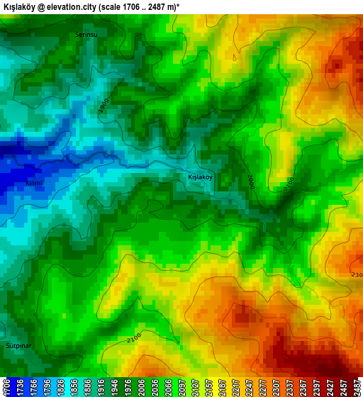 Kışlaköy elevation map