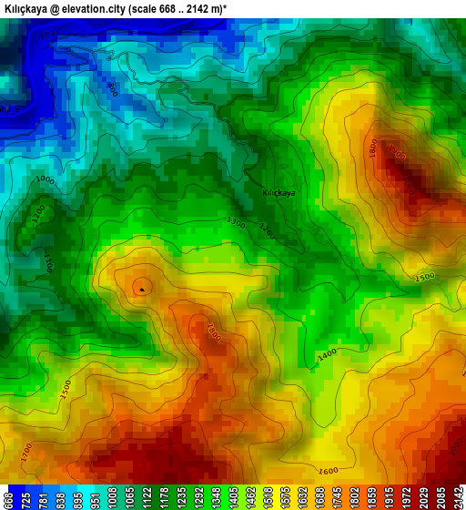 Kılıçkaya elevation map