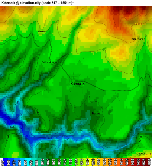 Kıbrıscık elevation map