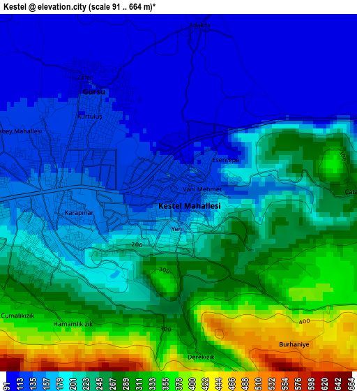 Kestel elevation map