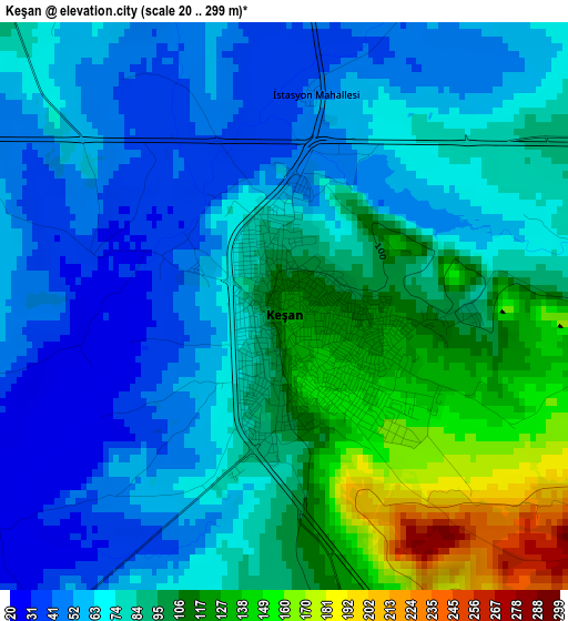 Keşan elevation map