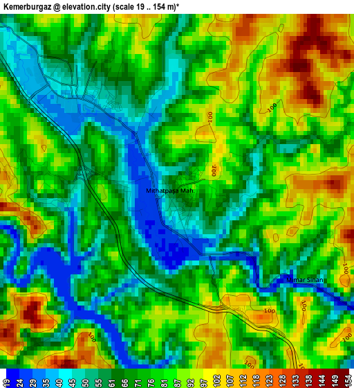 Kemerburgaz elevation map