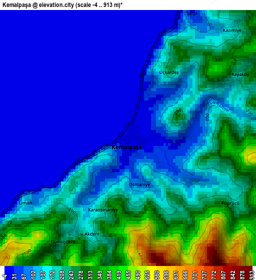 Kemalpaşa elevation map