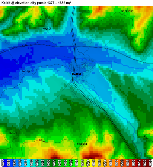 Kelkit elevation map