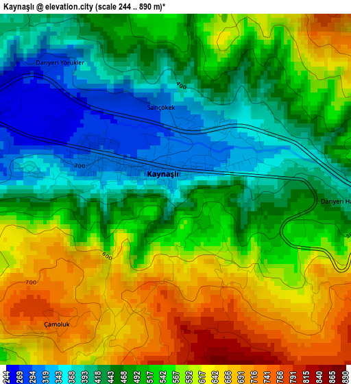 Kaynaşlı elevation map