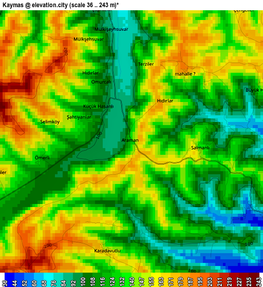 Kaymas elevation map