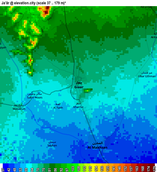 Ja‘ār elevation map