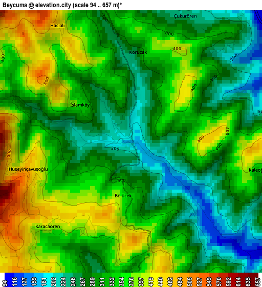 Beycuma elevation map