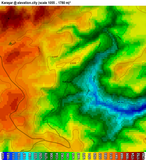 Karaşar elevation map