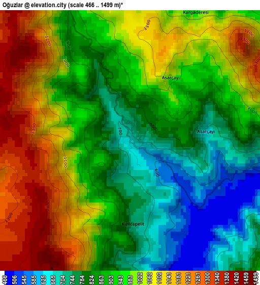 Oğuzlar elevation map