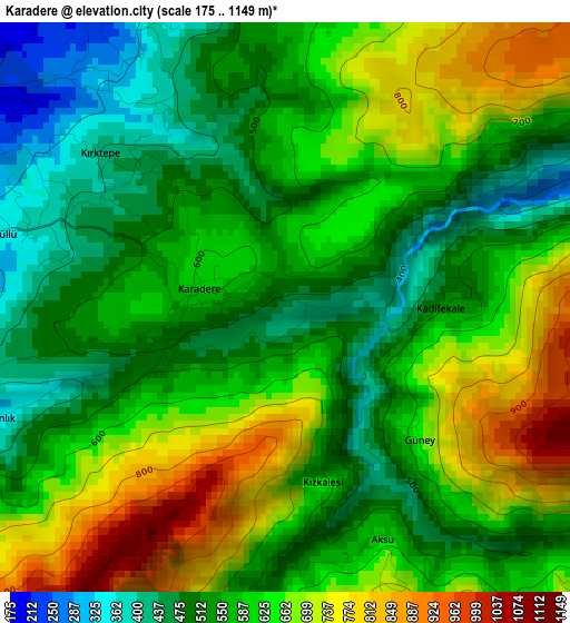 Karadere elevation map