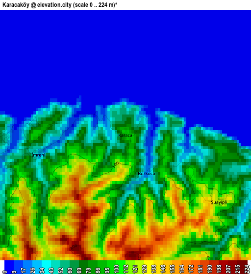 Karacaköy elevation map