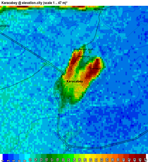 Karacabey elevation map