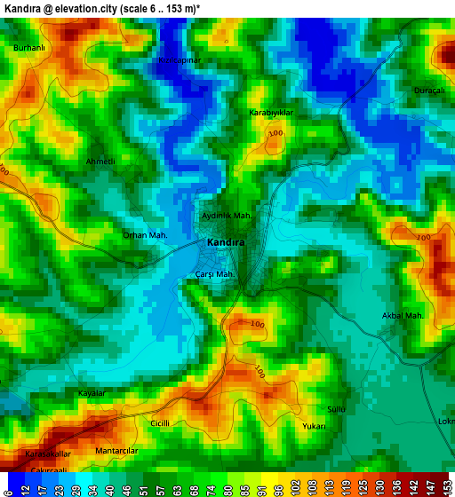 Kandıra elevation map