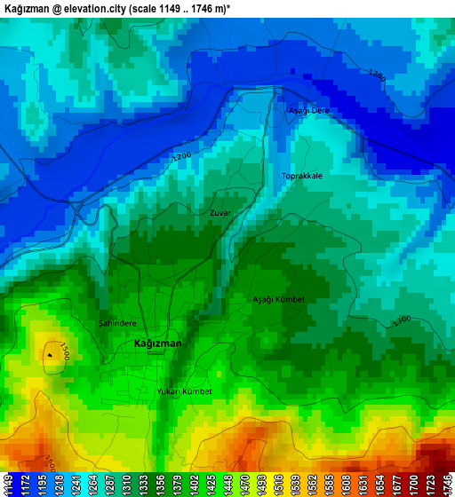 Kağızman elevation map