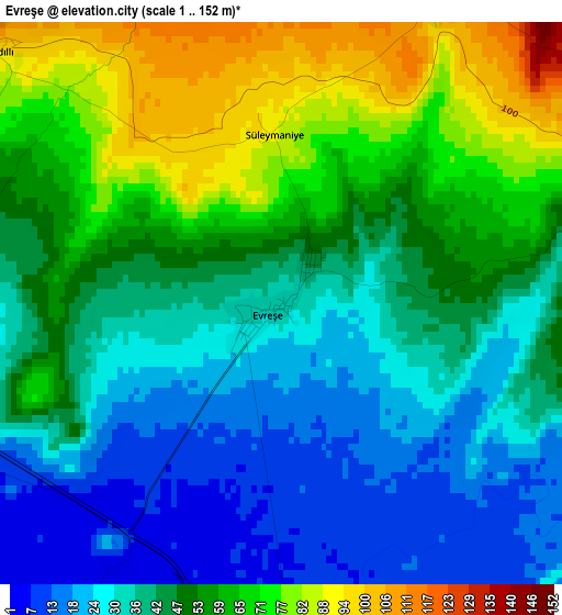 Evreşe elevation map