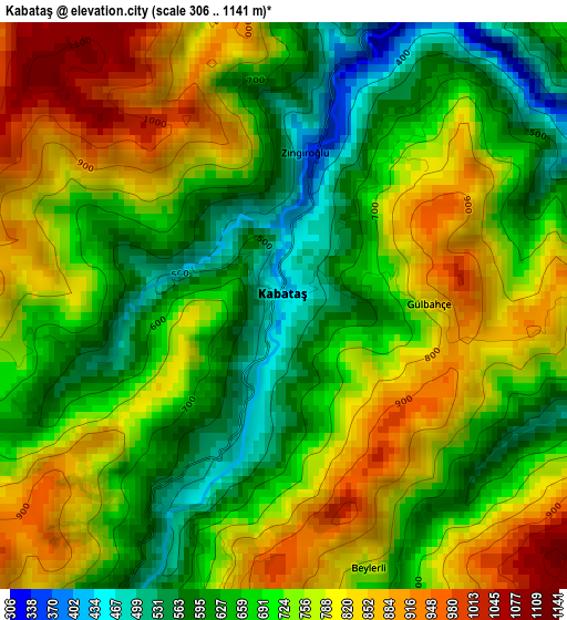 Kabataş elevation map