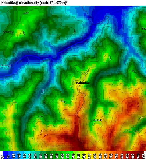 Kabadüz elevation map