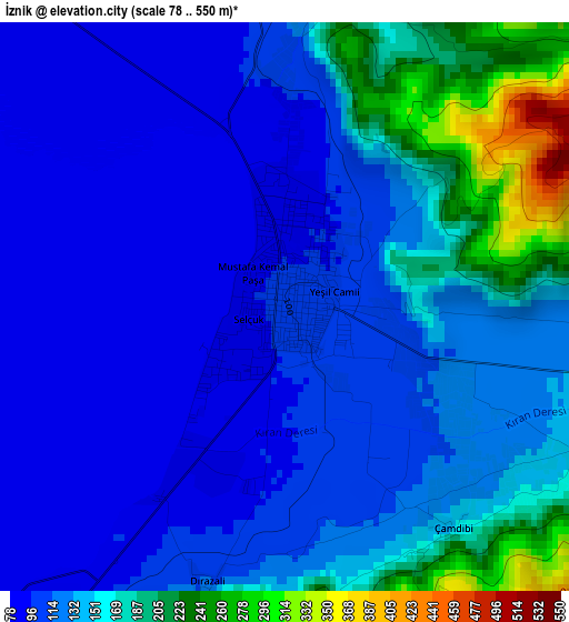 İznik elevation map