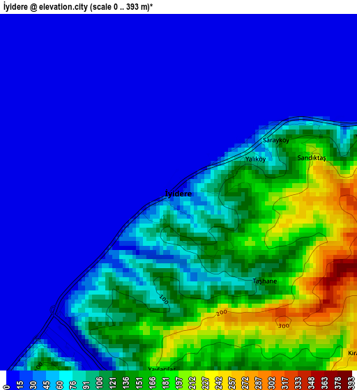İyidere elevation map