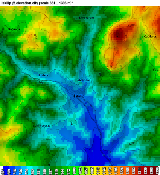 İskilip elevation map