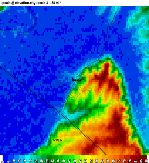 İpsala elevation map