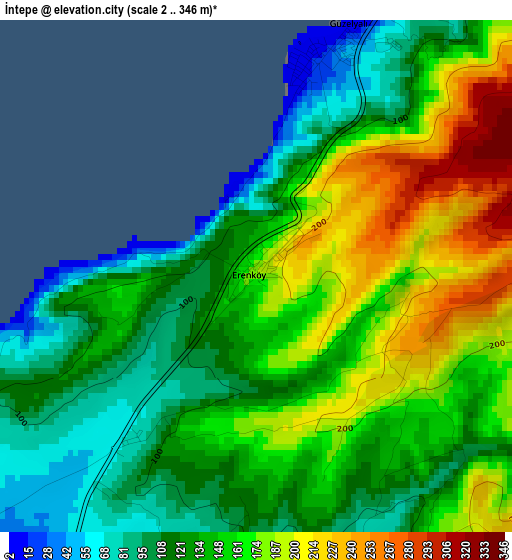 İntepe elevation map