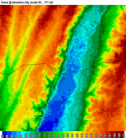 İnece elevation map