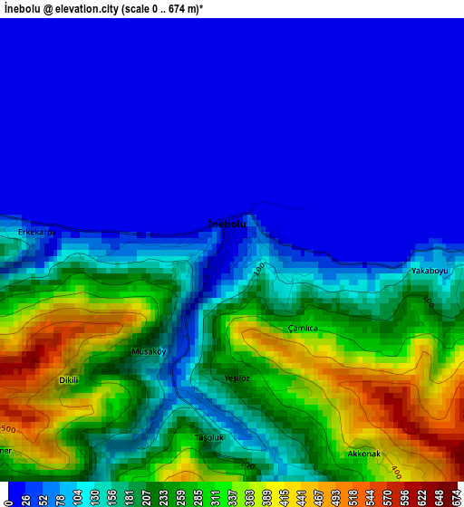 İnebolu elevation map