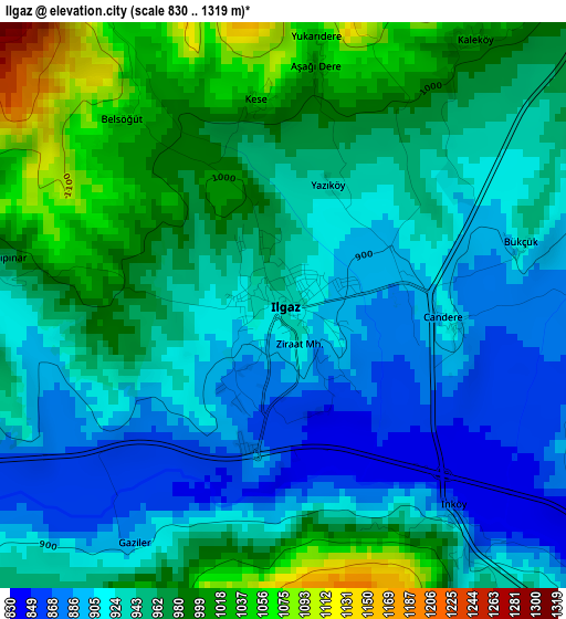 Ilgaz elevation map