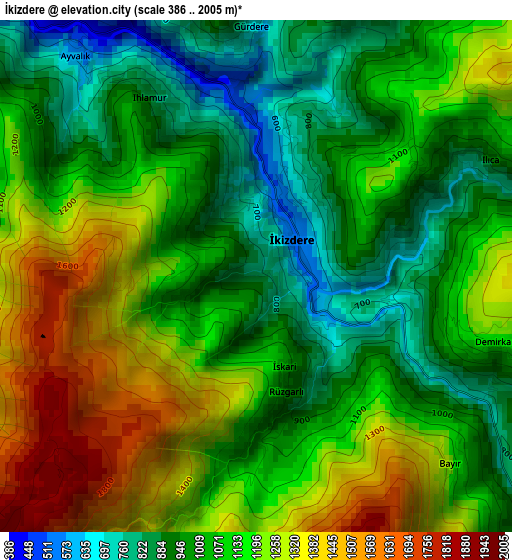 İkizdere elevation map