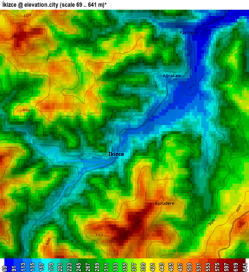 İkizce elevation map