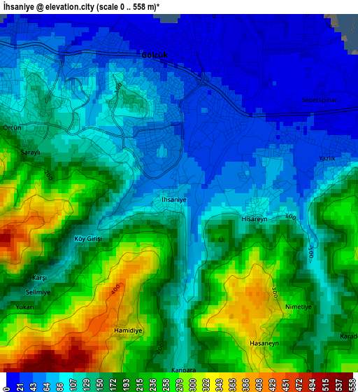 İhsaniye elevation map