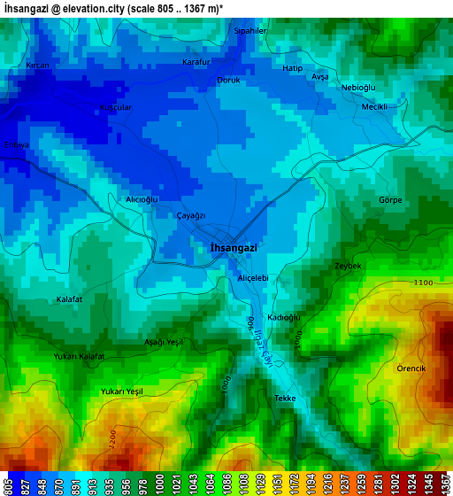 İhsangazi elevation map