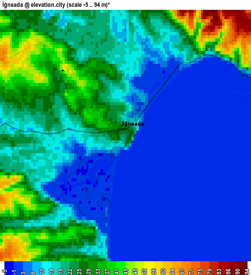 İğneada elevation map