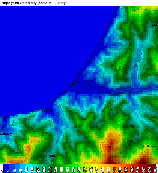 Hopa elevation map