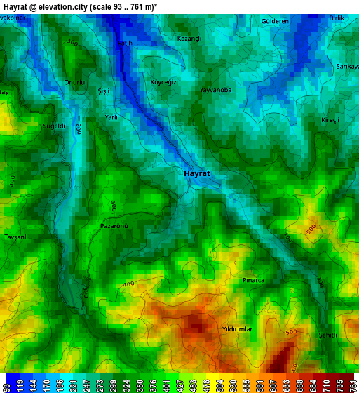 Hayrat elevation map