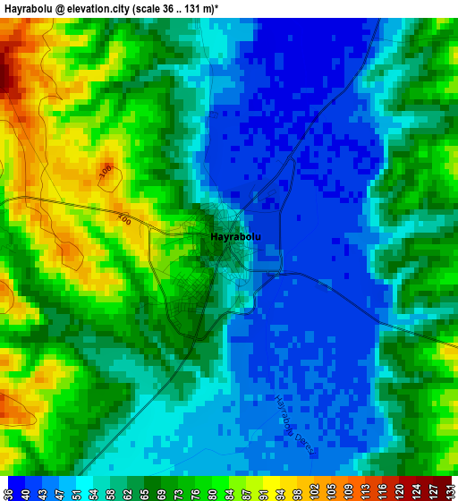 Hayrabolu elevation map