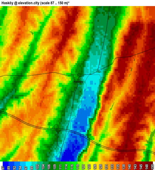 Hasköy elevation map