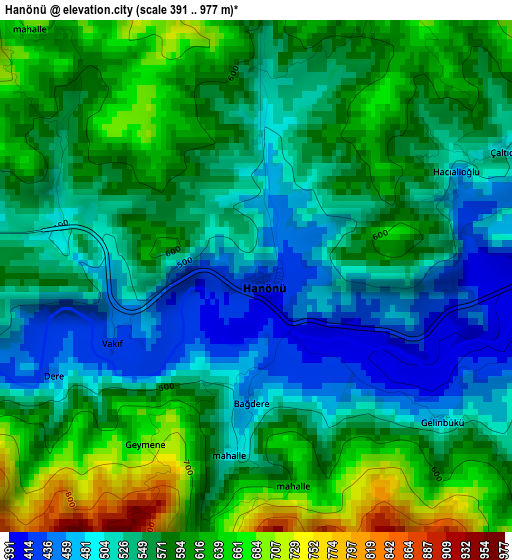 Hanönü elevation map